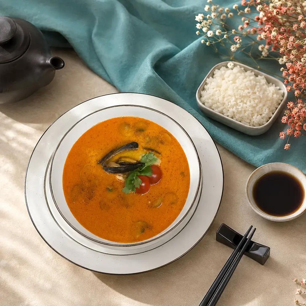 Том Ям з тунцем, мідіями та грибами муер із рисом — Sushi UA
